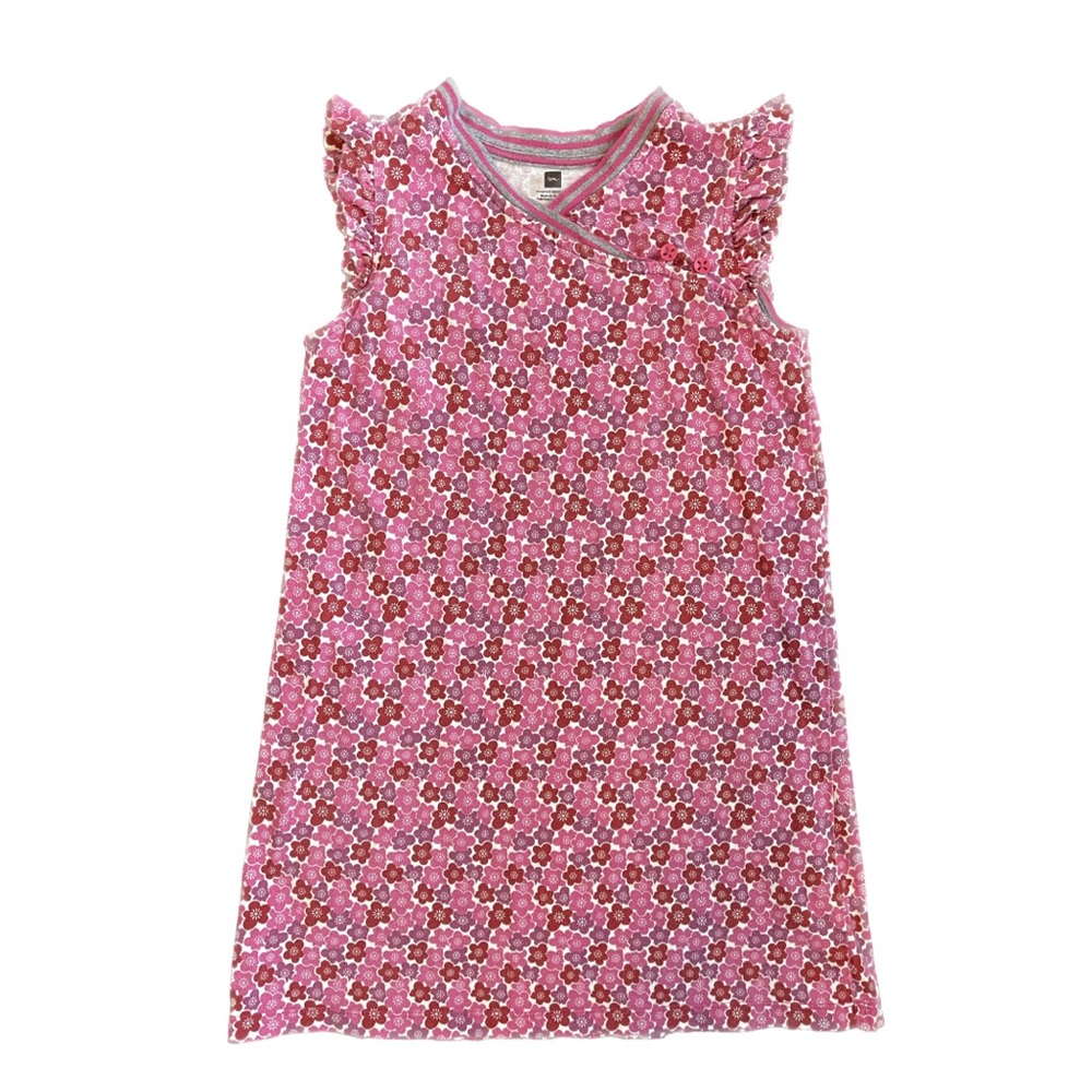 Tea brand girls pink & red floral dress. Size 8. 100% cotton.